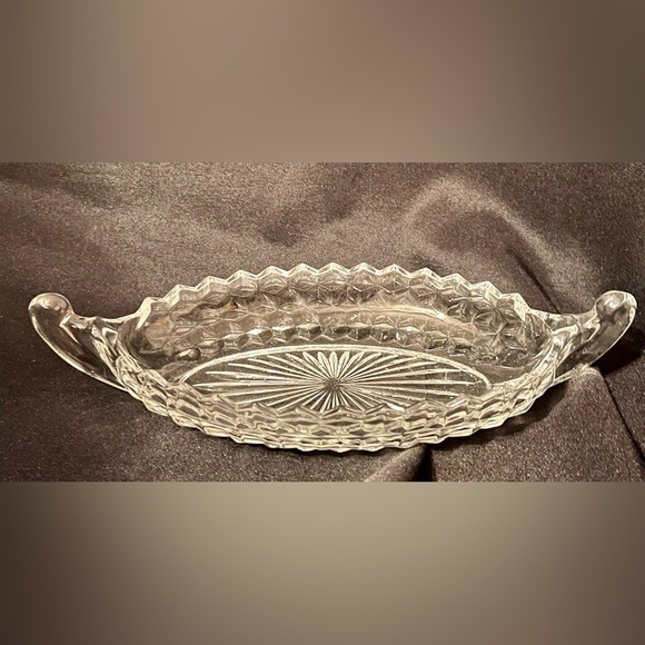 Fostoria American Cubist Sawtooth Serving Or Dresser Tray Crystal Glass Sparkles - Picture 1 of 13
